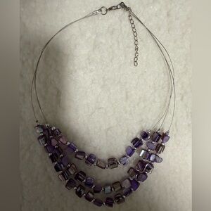 Layered Purple Shell Beaded Necklace